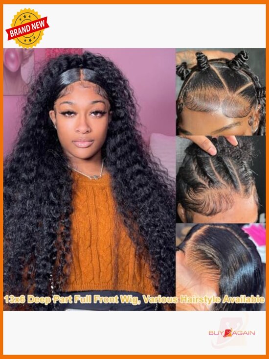 36 Inch Deep Wave Lace Front Wig Human Hair 200% Density Glueless Wet and Wavy